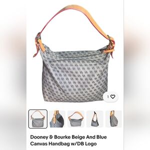 Dooney & Bourke Beige and Blue Canvas Handbag
